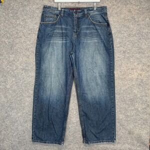 Vintage Anchor Blue Baggy Jeans Men 38x30 Y2K Blue Denim Streetwear Skater Pants